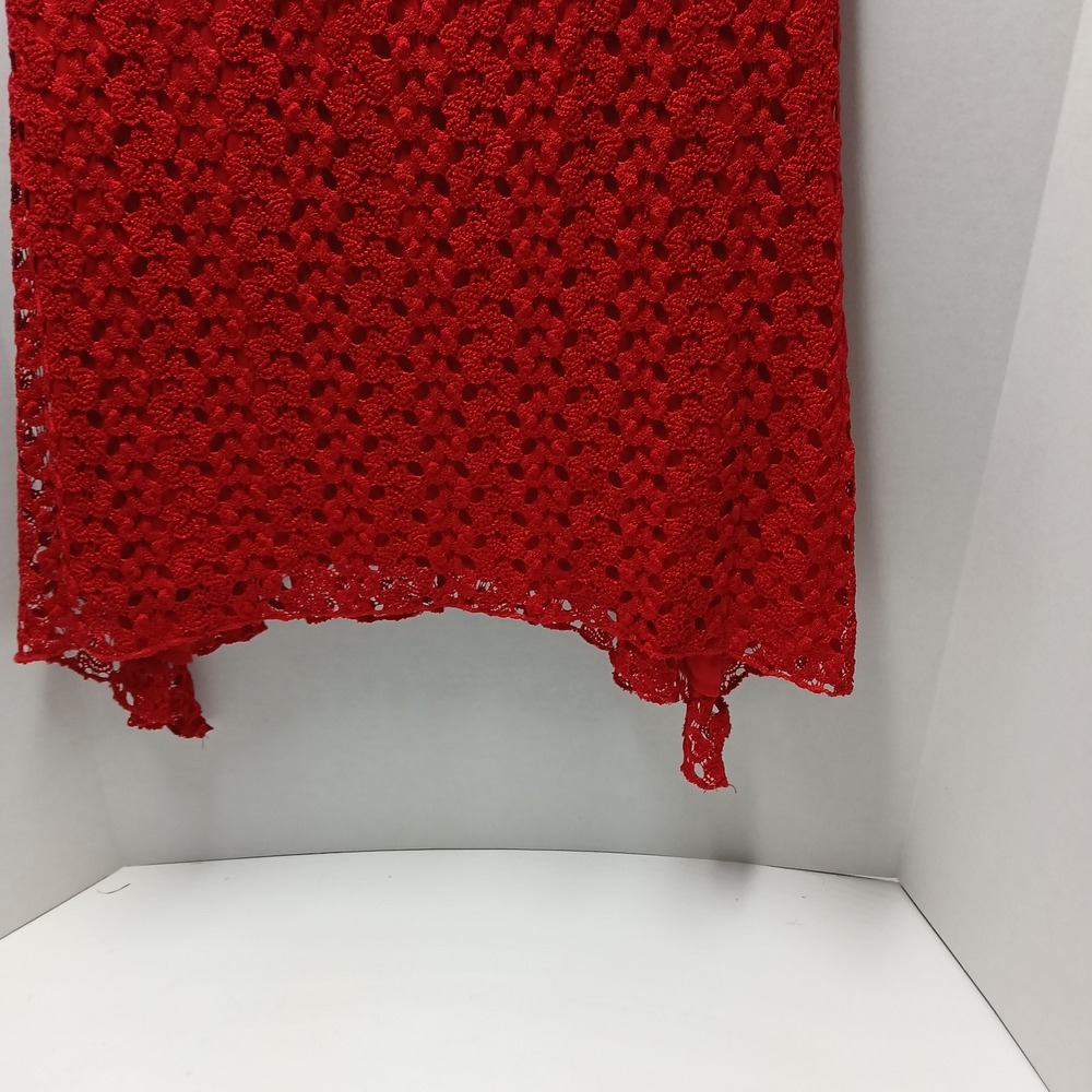 Brittany Black - Red Lace Sequin Top Womens Med 3/4 Sleeve Blouse Lined - Picture 12 of 12